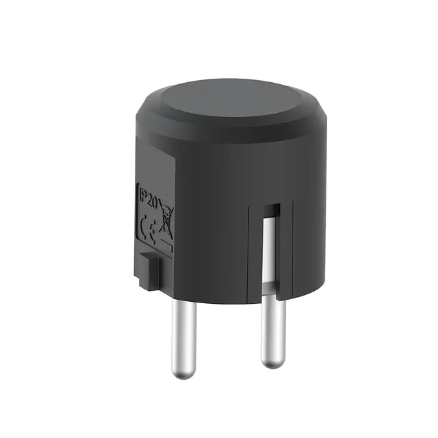 Støpsel 16A m/ side sort IP20 