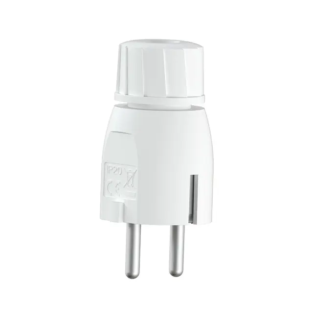 Støpsel 16A m/ topp  hvit IP20 