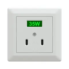 USB-C 35W. 2xUSB-C hvit Innf.