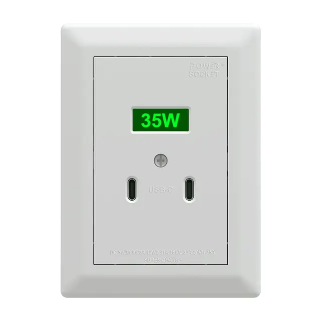 USB-C 35W. 2xUSB-C hvit Innf.1,5 